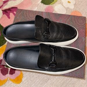 Greats black leather horsebit embellished boat shoes 9.5 men
